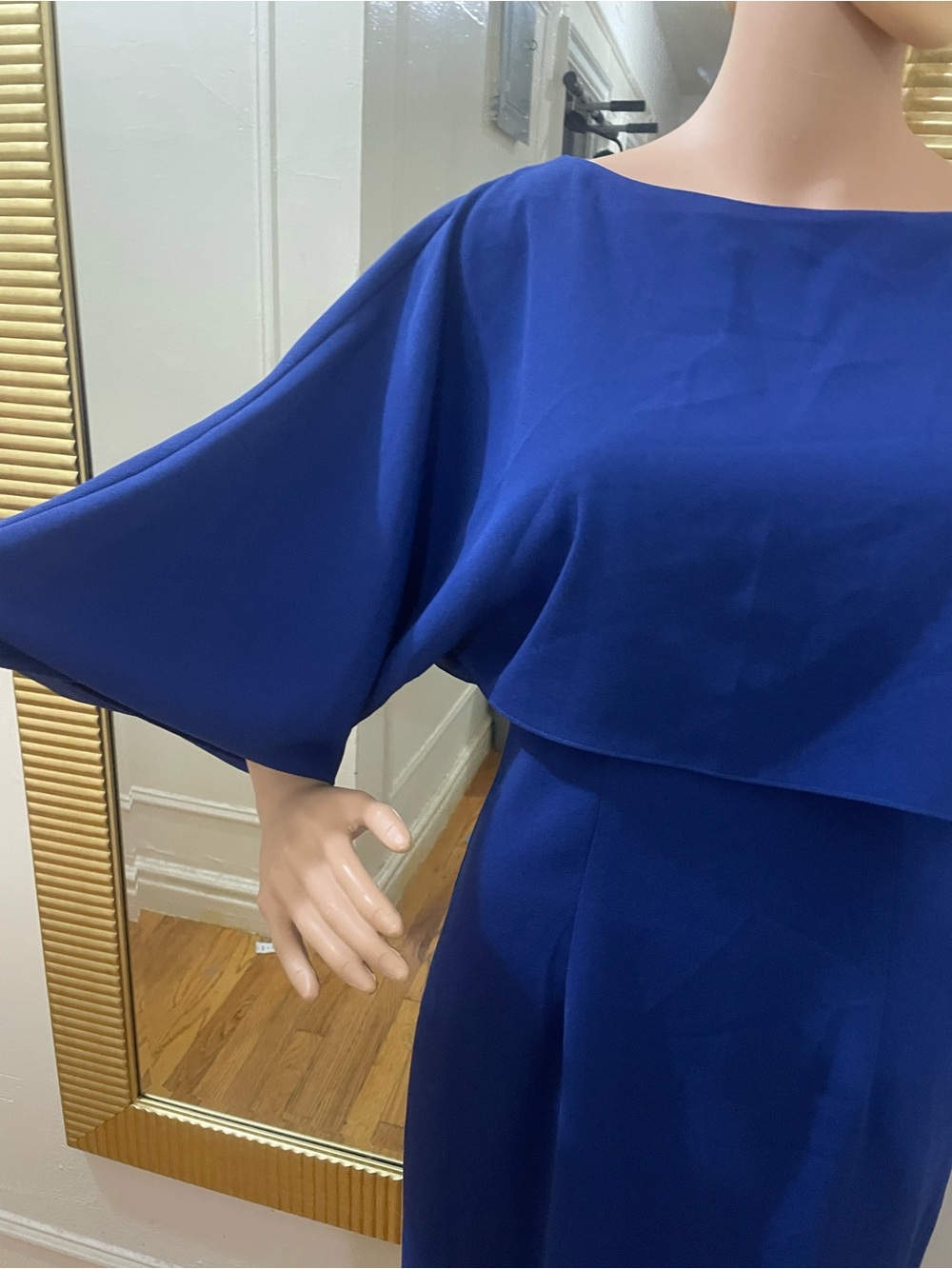 Trina Turk Royal Blue Cape-Sleeve Sheath Dress - Picture 13 of 15